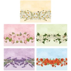 Motiv-Grußkarten, Blumenranken 2, 11,5cm x 16,5cm, 5 Designs, inkl. Umschläge, 10 Stück