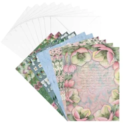 Motiv-Grußkarten, Christrosen, 11,5cm x 16,5cm, 230g/m², 5 Designs, inkl. Umschläge, 10 Stück