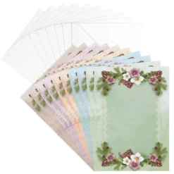 Motiv-Grußkarten, Christrosen-Rahmen, 11,5cm x 16,5cm, 5 Farben, inkl. Umschläge, 10 Stück