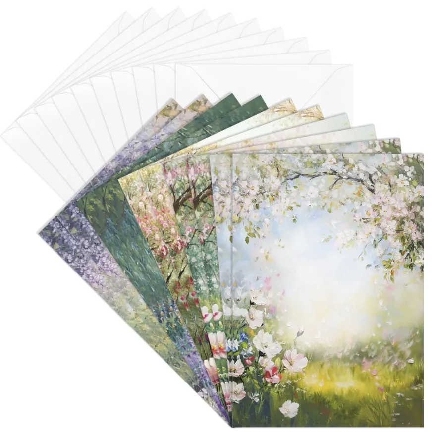 Motiv-Grußkarten, Gartenlandschaften, 11,5cm x 16,5cm, 5 Designs, inkl. Umschläge, 10 Stück