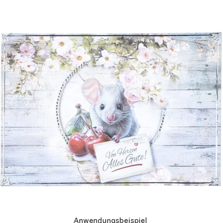 Motiv-Grußkarten, Holzoptik & Blumen, 5 Designs, 10,5cm x 14,8cm, inkl. Umschläge, 10 Stück