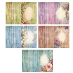 Motiv-Grußkarten, Holzoptik & Blumen, 5 Designs, 10,5cm x 14,8cm, inkl. Umschläge, 10 Stück