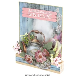Motiv-Grußkarten, Holzoptik & Blumen, 5 Designs, 11,5cm x 16,5cm, inkl. Umschläge, 10 Stück