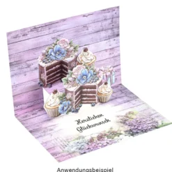 Motiv-Grußkarten, Holzoptik & Blumen, 5 Designs, 11,5cm x 16,5cm, inkl. Umschläge, 10 Stück