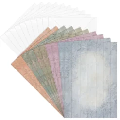 Motiv-Grußkarten, Holzoptik mit Ornamenten, 11,5cm x 16,5cm, 5 Designs, inkl. Umschläge, 10 Stück
