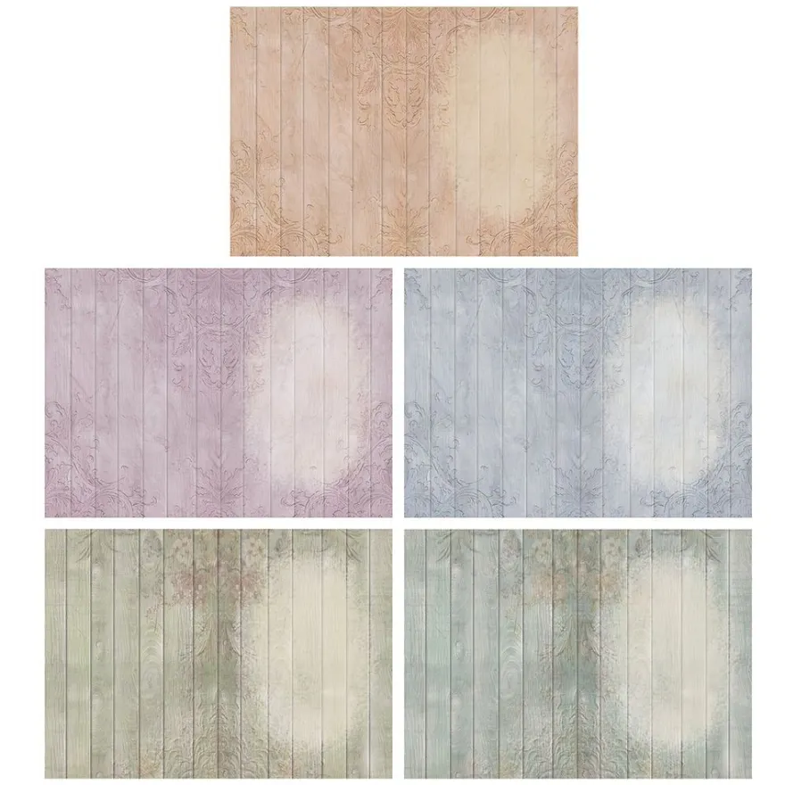 Motiv-Grußkarten, Holzoptik mit Ornamenten, 11,5cm x 16,5cm, 5 Designs, inkl. Umschläge, 10 Stück