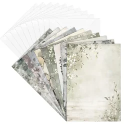 Motiv-Grußkarten, Kondolenz, floral 2, 11,5cm x 16,5cm, 10 Designs, inkl. Umschläge, 10 Stück