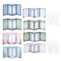 Motiv-Grußkarten & Umschläge, mit Sichtfenster, 8 Designs in 2 Größen, 24-teilig