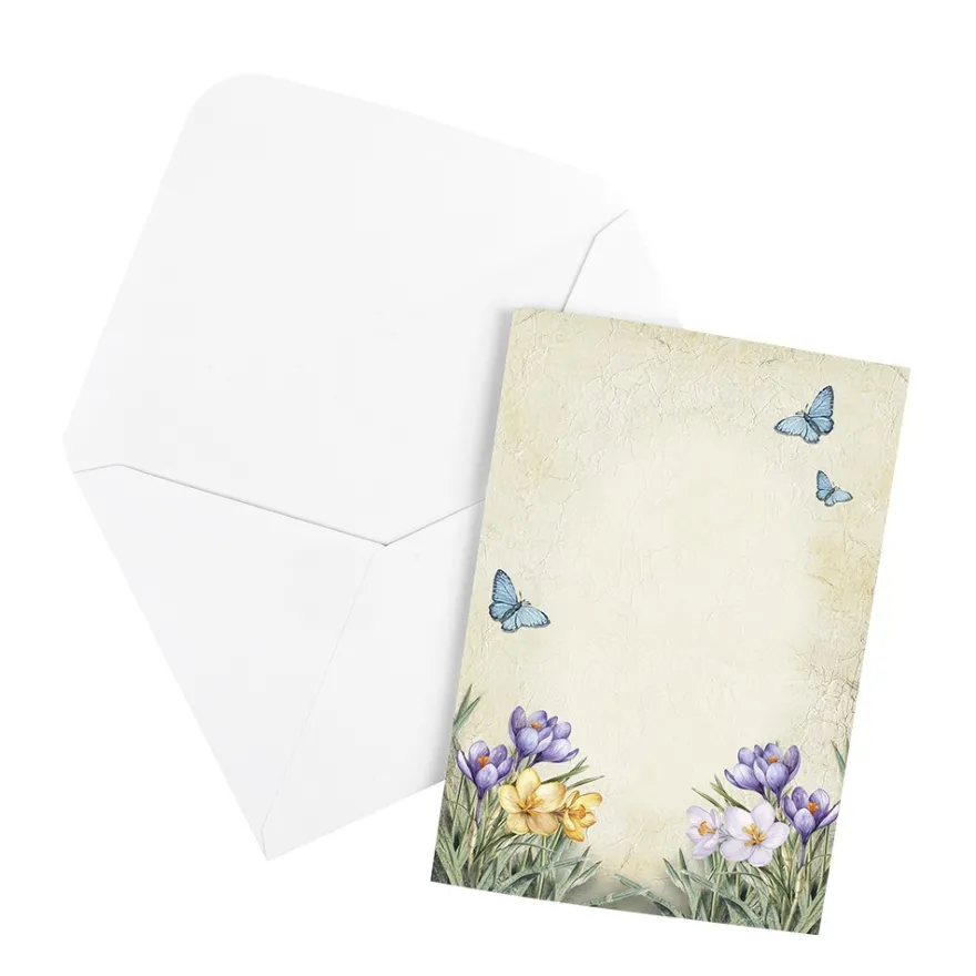 Motiv-Grußkarten, Vintage-Frühblüher, 11,5cm x 16,5cm, 2 Designs, inkl. Umschläge, 10 Stück