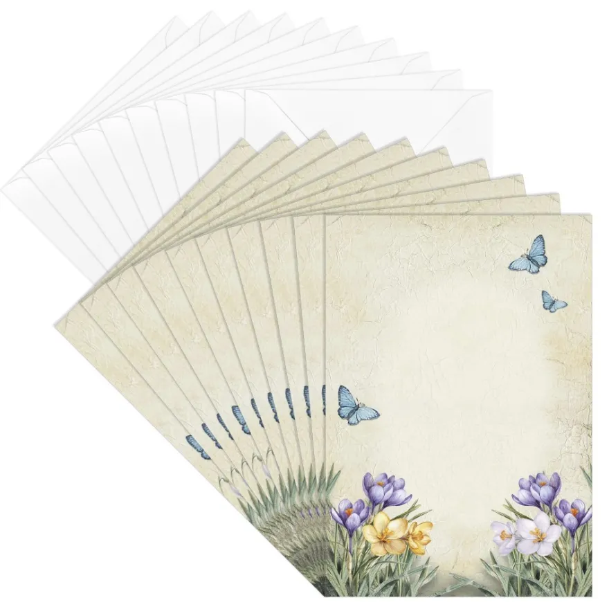 Motiv-Grußkarten, Vintage-Frühblüher, 11,5cm x 16,5cm, 2 Designs, inkl. Umschläge, 10 Stück