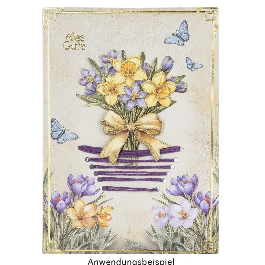 Motiv-Grußkarten, Vintage-Frühblüher, 11,5cm x 16,5cm, 2 Designs, inkl. Umschläge, 10 Stück