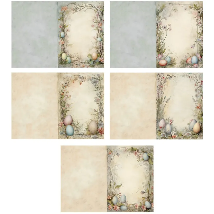 Motiv-Grußkarten, Vintage-Ostern 1, 5 Designs, 11,5cm x 16,5cm, inkl. Umschläge, 10 Stück