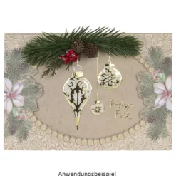 Motiv-Grußkarten, Weihnachtliche Perlenrahmen, 11,5cm x 16,5cm, 5 Farben, inkl. Umschläge, 10 Stück
