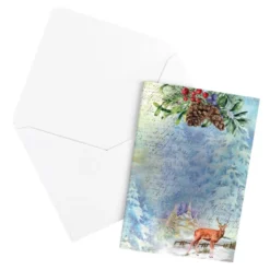 Motiv-Grußkarten, Weihnachtszweige, 11,5cm x 16,5cm, 5 Designs, inkl. Umschläge, 10 Stück