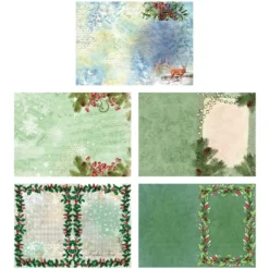 Motiv-Grußkarten, Weihnachtszweige, 11,5cm x 16,5cm, 5 Designs, inkl. Umschläge, 10 Stück