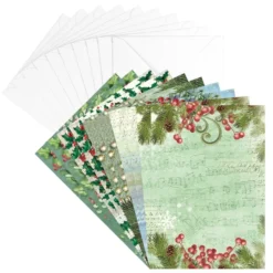 Motiv-Grußkarten, Weihnachtszweige, 11,5cm x 16,5cm, 5 Designs, inkl. Umschläge, 10 Stück