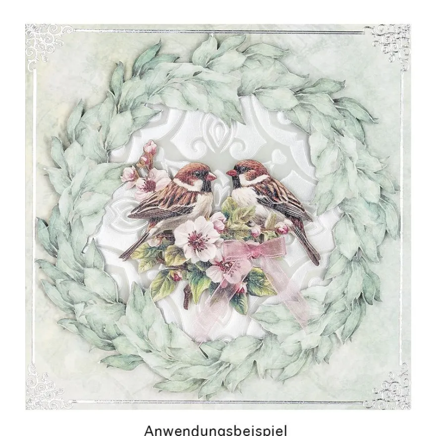 Motiv-Grußkarten, Zarte Blumenkränze, 16cm x 16cm, 10 Designs, inkl. Umschläge, 10 Stück