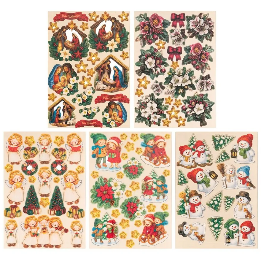 Motiv-Holz-Laserbogen, Winter & Weihnachten 2, DIN A4, 2mm stark, farbig bedruckt, 5 Stück
