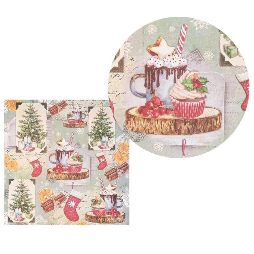 Motiv-Reispapiere, Winter/Weihnachten 3, 30cm x 30cm, 30g/m², 10 verschiedene Designs, 10 Stück