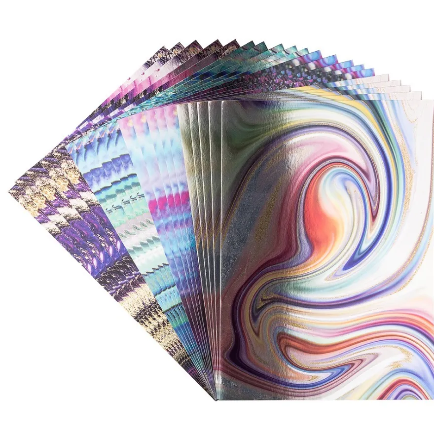 Motiv-Spiegelkarton, Farbenspiel, 4 verschiedene Designs, DIN A4, 20 Bogen