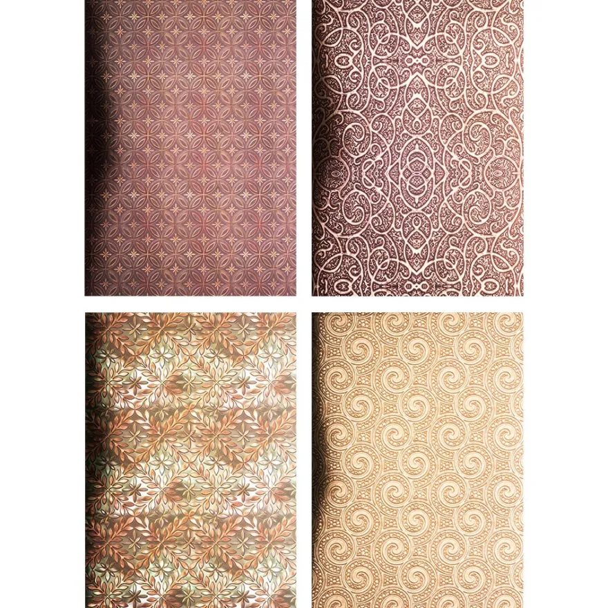 Motiv-Spiegelkarton, Metall-Ornamentik, 4 verschiedene Designs, DIN A4, 20 Bogen