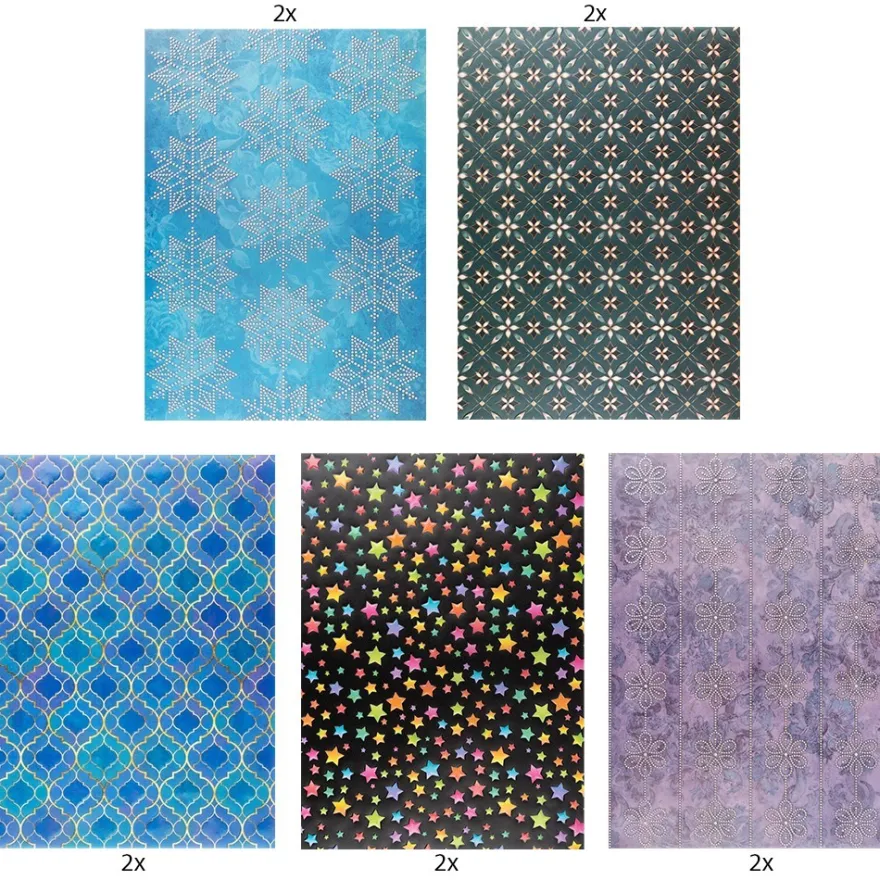Motiv-Transparentpapiere Deluxe, Ornamente, DIN A4, 150g/m², verschiedene Designs, geprägt, 10 Bogen