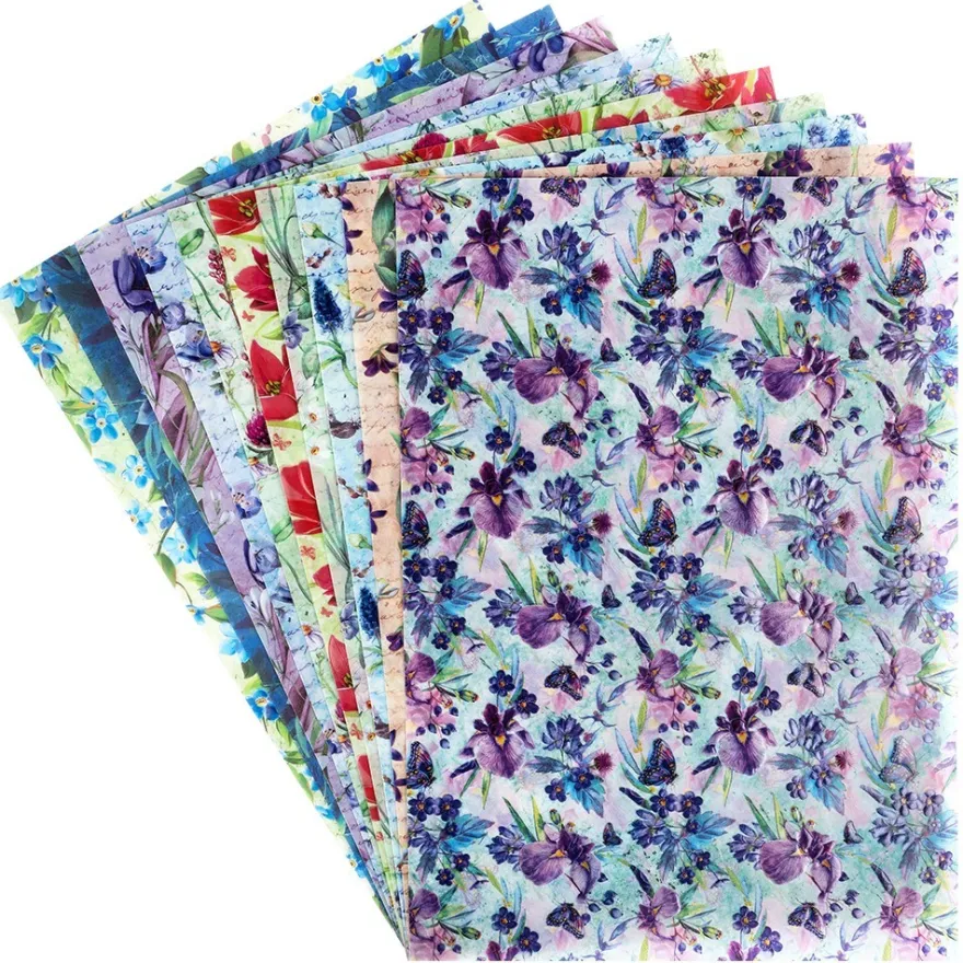 Motiv-Transparentpapiere Deluxe, Frühlingsblumen, DIN A4, versch. Designs, geprägt, 10 Bogen