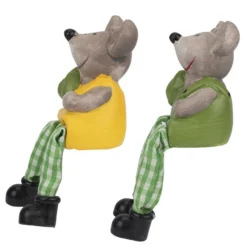 Mäuse mit Schlenkerbeinen, 17cm/16,5cm hoch, Kantenhocker, 2 Stück