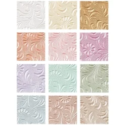 Naturpapiere, Florales Design 1, DIN A4, 12 versch. Farben, handgemacht, veredelt, geprägt, 24 Bogen