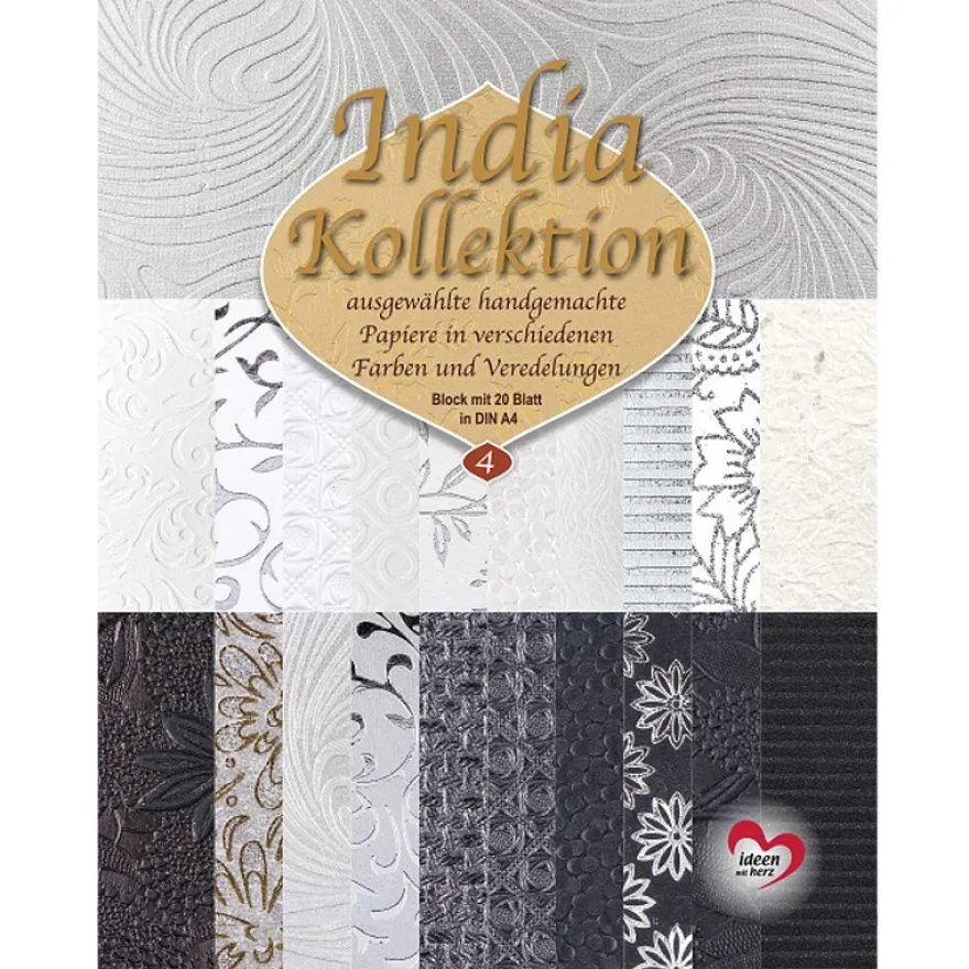 Naturpapiere, India Kollektion, DIN A4, Block mit 20 Blatt, Sortierung 4