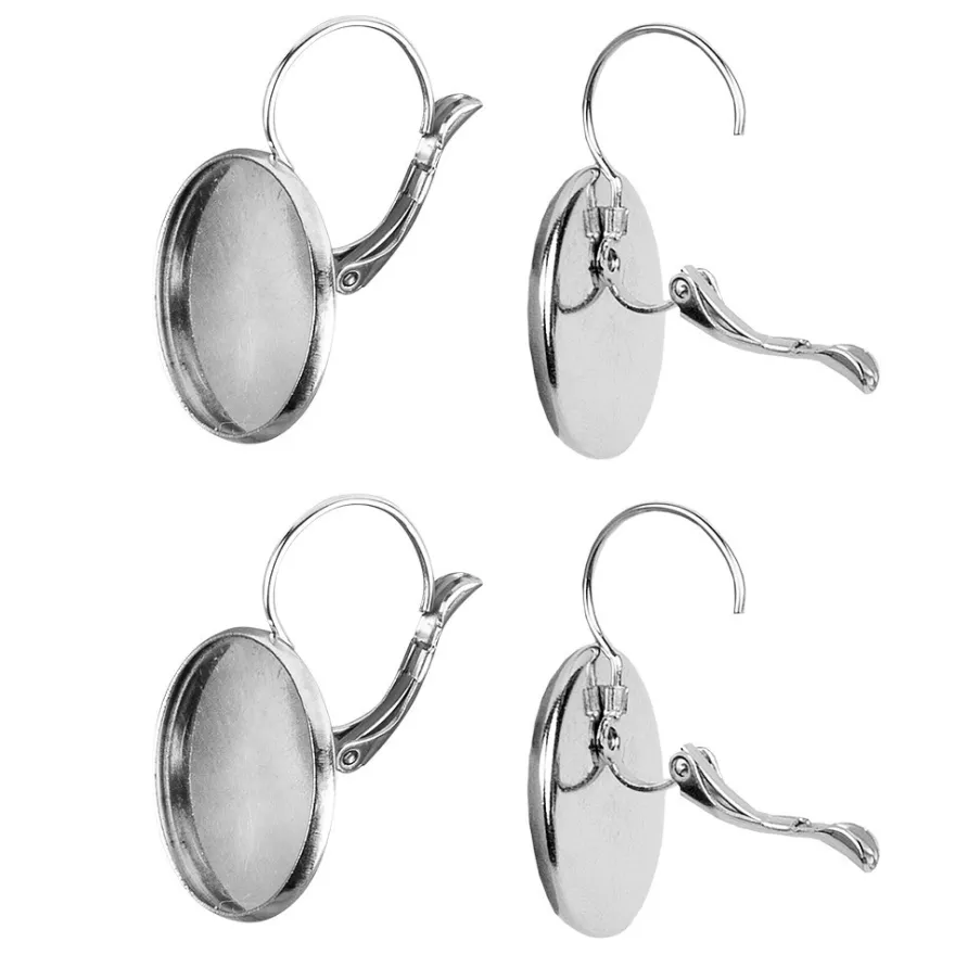 Ohranhänger mit Fassung, Ø 20mm, silber, 4 Stück