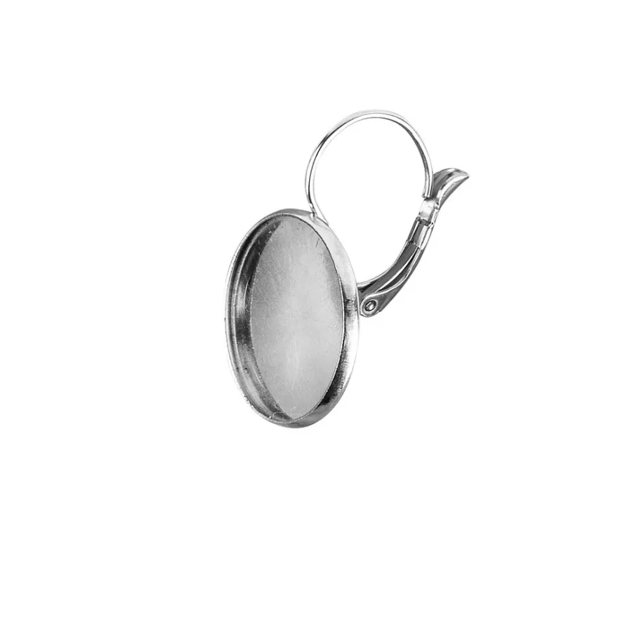 Ohranhänger mit Fassung, Ø 20mm, silber, 4 Stück