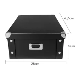 Ordnungsboxen, faltbar, mit Deckel, 40,5cm x 28cm x 14,5cm, schwarz, 3 Stück