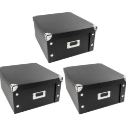 Ordnungsboxen, faltbar, mit Deckel, 31cm x 26cm x 14cm, schwarz, 3 Stück