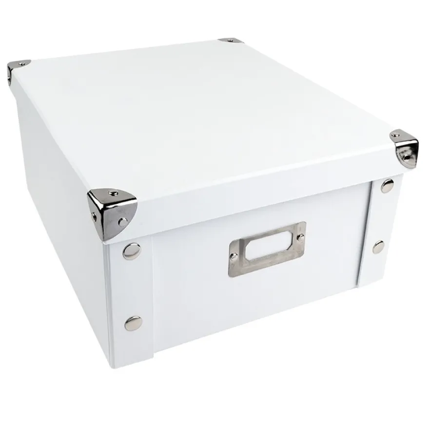 Ordnungsbox, faltbar, mit Deckel, 31cm x 26cm x 14cm, weiß