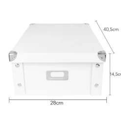 Ordnungsbox, faltbar, mit Deckel, 40,5cm x 28cm x 14,5cm, weiß, 3 Stück