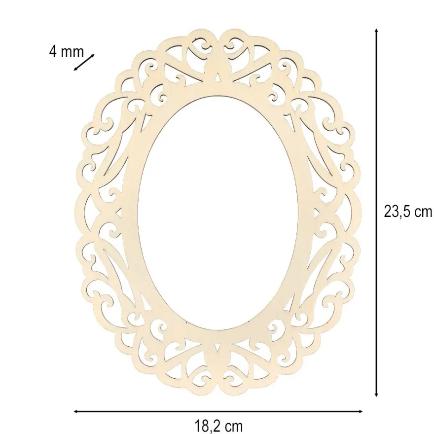 Ornamentik-Rahmen aus Holz, 23cm x 18cm, 3 Designs, inkl. Juteseil, 6 Stück