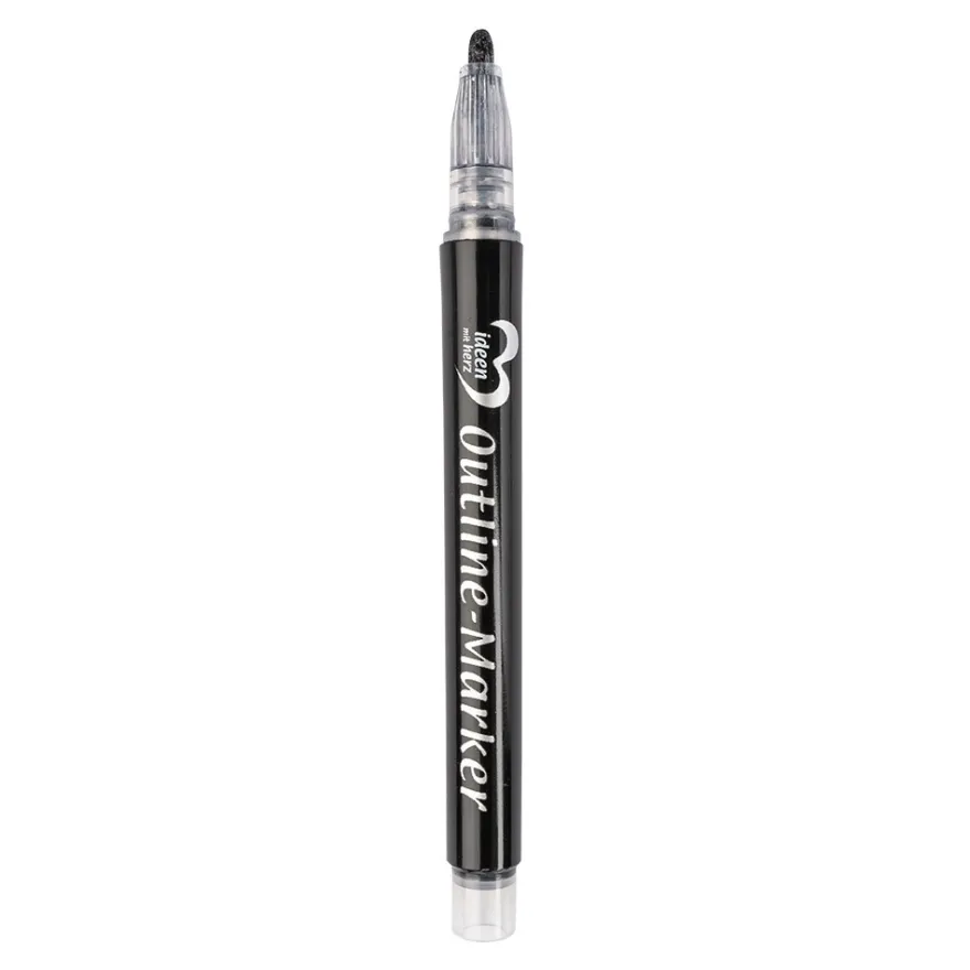 Outline-Marker, 12 Farben mit schimmerndem Glanz in Silber, Stiftspitze 3,5mm, 12 Stück
