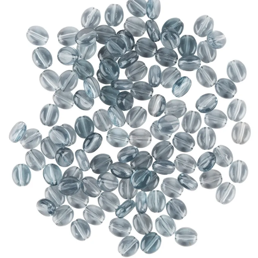 Oval-Perlen, transparent, 8mm, anthrazit, 100 Stück