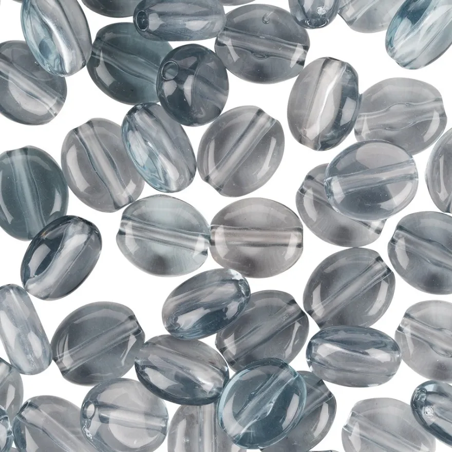 Oval-Perlen, transparent, 8mm, anthrazit, 100 Stück