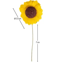 Papier-Blüten, am Draht, Sonnenblume, Ø3,5cm, 7cm langer Draht, 10 Stück