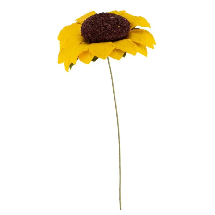 Papier-Blüten, am Draht, Sonnenblume, Ø3,5cm, 7cm langer Draht, 10 Stück