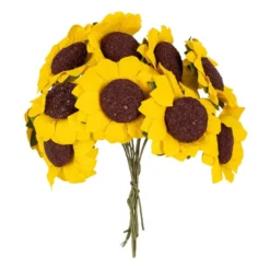 Papier-Blüten, am Draht, Sonnenblume, Ø3,5cm, 7cm langer Draht, 10 Stück