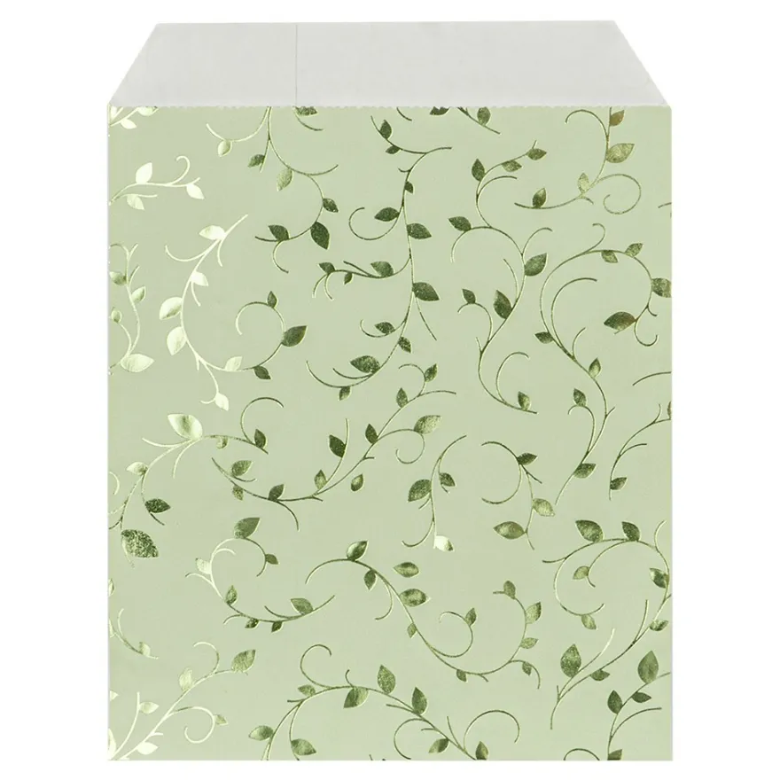 Papier-Flachbeutel, 13cm x 18cm, 5 Farben mit Foliendruck, 50 Stück