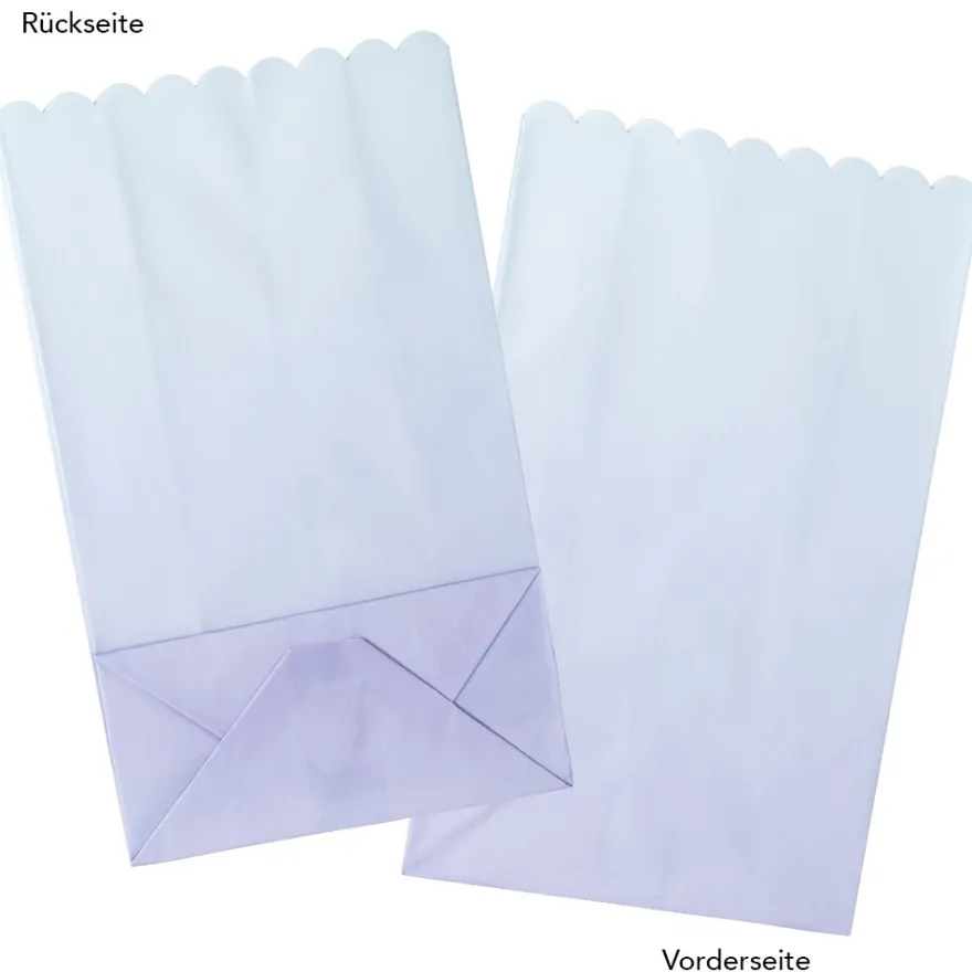Papiertaschen, Farbverlauf, 20cm x 12cm x 6cm, mit Wellenrand, 3 Farbvarianten, 6 Stück
