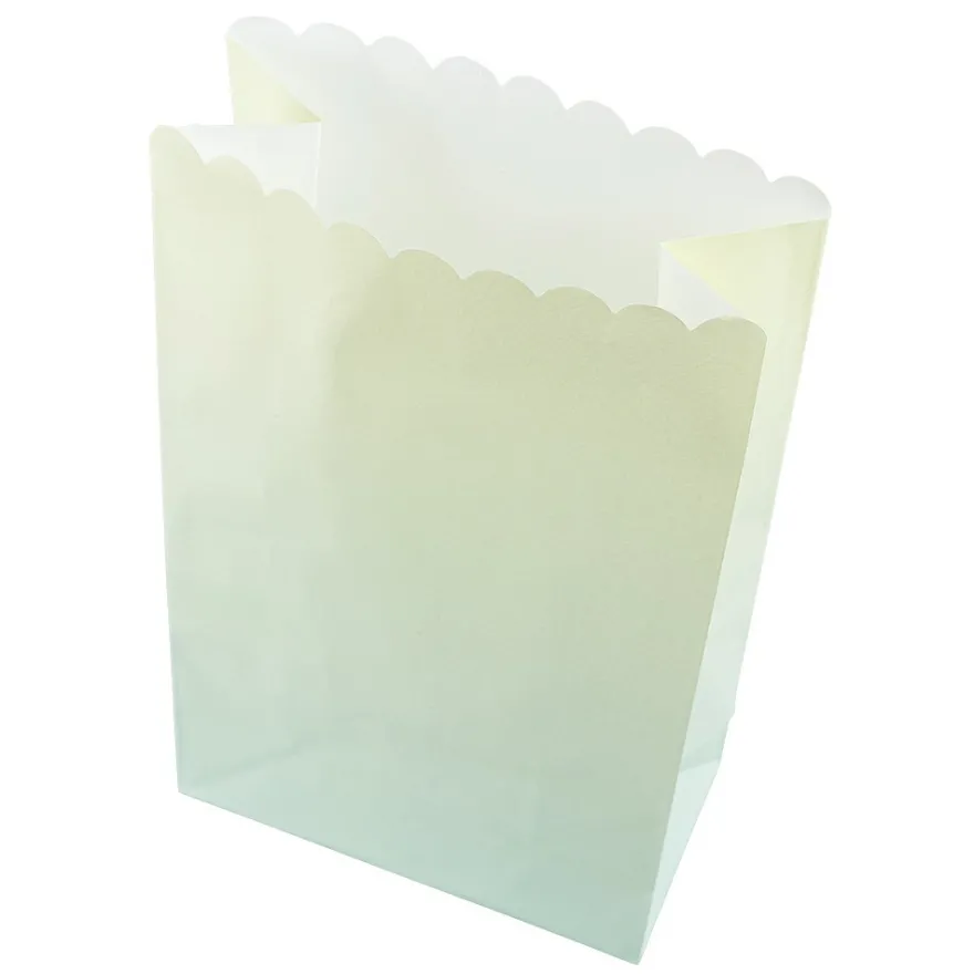 Papiertaschen, Farbverlauf, 20cm x 12cm x 6cm, mit Wellenrand, 3 Farbvarianten, 6 Stück