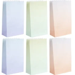 Papiertaschen, Farbverlauf, 20cm x 12cm x 6cm, mit Wellenrand, 3 Farbvarianten, 6 Stück