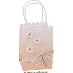 Papiertaschen, Farbverlauf, mit Henkel, 14cm x 10cm x 8cm, mit Wellenrand, 3 Farbvarianten, 6 Stück