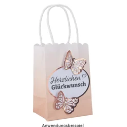 Papiertaschen, Farbverlauf, mit Henkel, 14cm x 10cm x 8cm, mit Wellenrand, 3 Farbvarianten, 6 Stück