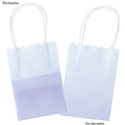 Papiertaschen, Farbverlauf, mit Henkel, 14cm x 10cm x 8cm, mit Wellenrand, 3 Farbvarianten, 6 Stück